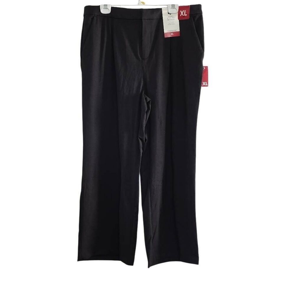 Member's Mark Women's Size XL Heathered Black Wide Leg Soft Knit Trousers
